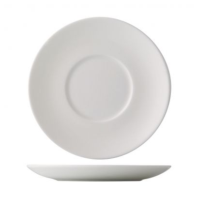 C.A.C. 4 5/8" Saucer for EVT-35 – White porcelain saucer for A.D. cup, SKU RSCAC-EVT-36, sold 36 per case.