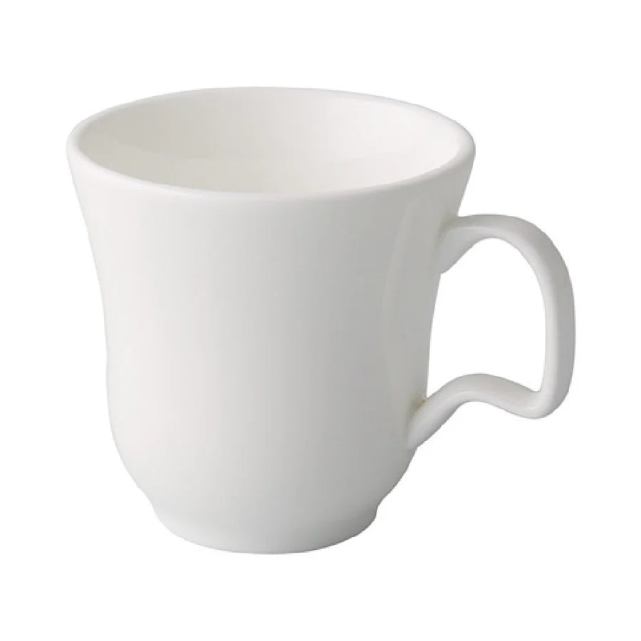 C.A.C. Grace Cup with Ear Handle 8oz – Elegant 3 3/8" porcelain cup with comfortable ear handle. Perfect for coffee, tea, or hot beverages. Durable, chip-resistant design. 36 per case. SKU: RSCAC-GRC-8.