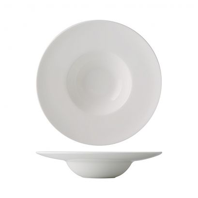 C.A.C. GDC-311 White Porcelain Wide Rim Soup Bowl – 12oz, 11" – 12/Case