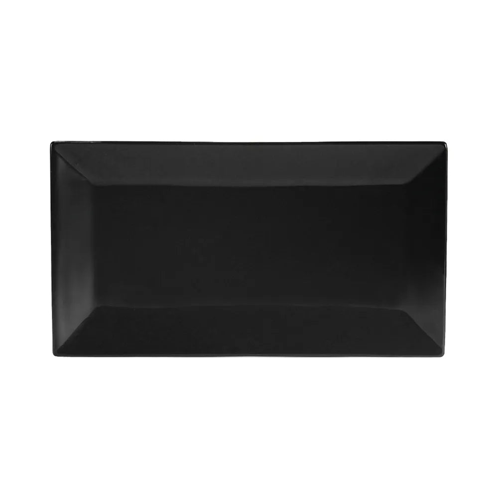 C.A.C. Rect. Platter Black 13" – Sleek porcelain platter ideal for large servings or displays. 12 per case. SKU: RSCAC-KC-14-BLK.