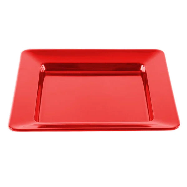 C.A.C. Square Plate Red 12" – Vibrant porcelain plate perfect for entrees or displays. 12 per case. SKU: RSCAC-KSE-12-RED.