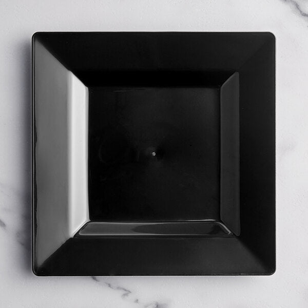 C.A.C. Square Plate Black 8" – Sleek porcelain plate ideal for salads or starters. 24 per case. SKU: RSCAC-KSE-8-BLK.