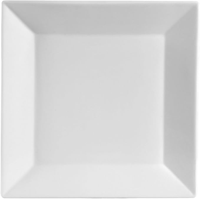 C.A.C. Square Plate 12" – Durable porcelain plate perfect for main courses or presentations. 12 per case. SKU: RSCAC-KSE-12.