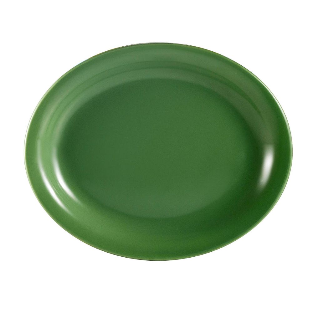 Oval Platter N.R. Green 9 3/4" (24/Case) – Stylish and durable 9 3/4-inch oval platter in a refreshing N.R. Green finish, ideal for serving appetizers, entrées, or shared dishes. Made from high-quality stoneware, perfect for restaurants, cafés, and colorful dining presentations.