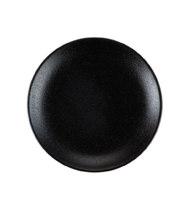 C.A.C. MOT-R22-BLK Morton Round Plate – 8" Lava Glaze Matte Black, 12/Case