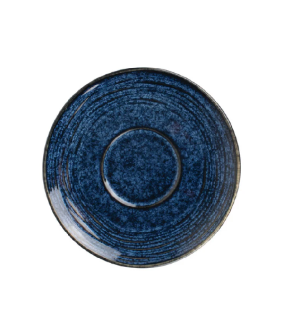 C.A.C. NEP-36-36 Neptune Saucer, 5 1/2" porcelain saucer in Starry Night Blue/Black glaze, designed for NEP-35 cup, case of 36 – durable and dishwasher safe