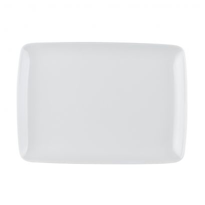 C.A.C. OXF-W13-12 Coupe Rectangular Platter – 11 5/8" white porcelain platter, case of 12