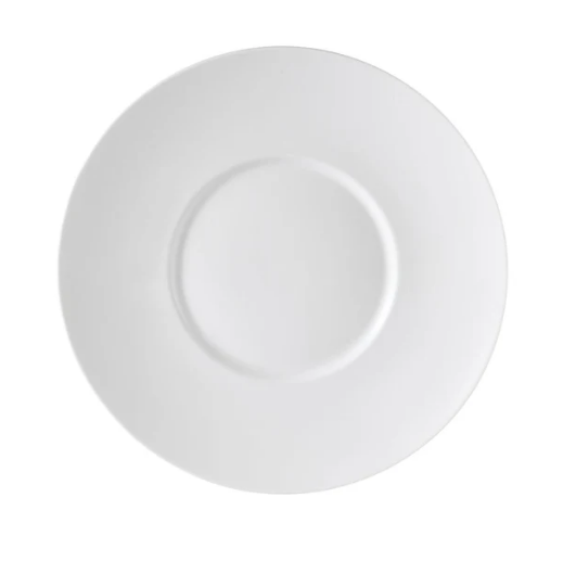 C.A.C. PS-16 10-inch wide rim flat porcelain plate, sold in a case of 12
