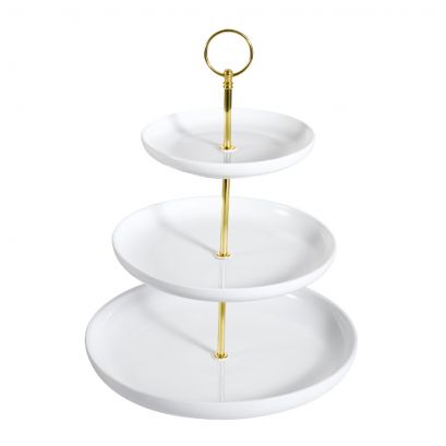 C.A.C. PTE-C3 10-inch coupe round 3-tier porcelain serving tray, case of 8