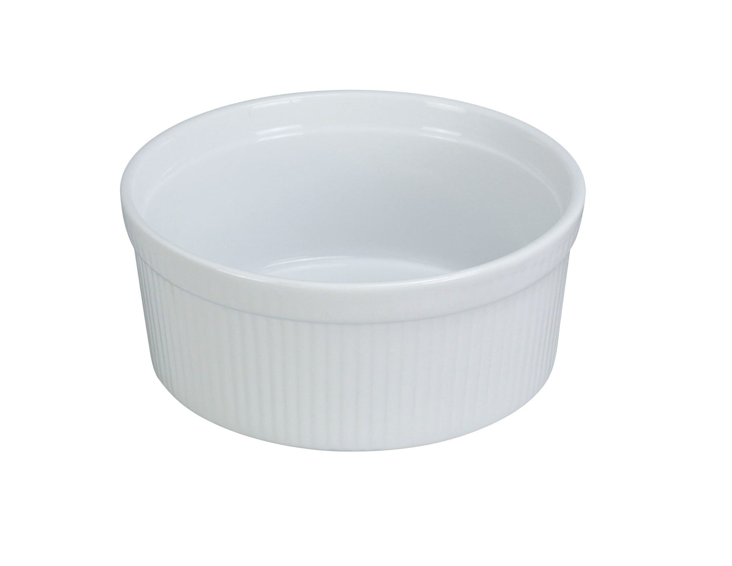 Yanco Fluted Souffle Bowl SF-112 is a stylish and functional addition to any kitchen or dining establishment. Designed for both baking and serving, this bowl is crafted from high-quality porcelain, offering excellent heat resistance and durability. Its classic white glaze and embossed fluted design create an elegant presentation, making it perfect for soufflés, custards, and other baked dishes.