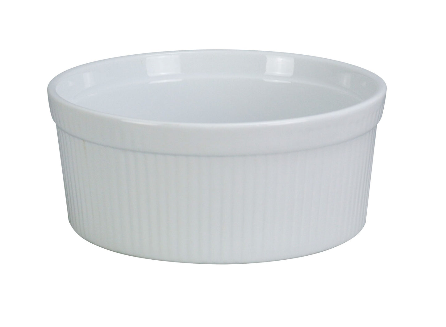 Yanco Fluted Souffle Bowl SF-164 is a stylish and practical choice for baking and serving. Crafted from high-quality porcelain, it features a classic white glaze and embossed fluted design, adding elegance to any table setting. This durable bowl is resistant to scratches, chips, and temperature variations, making it ideal for soufflés, custards, and other baked dishes. Designed for versatility, it seamlessly fits both classic and contemporary interiors.