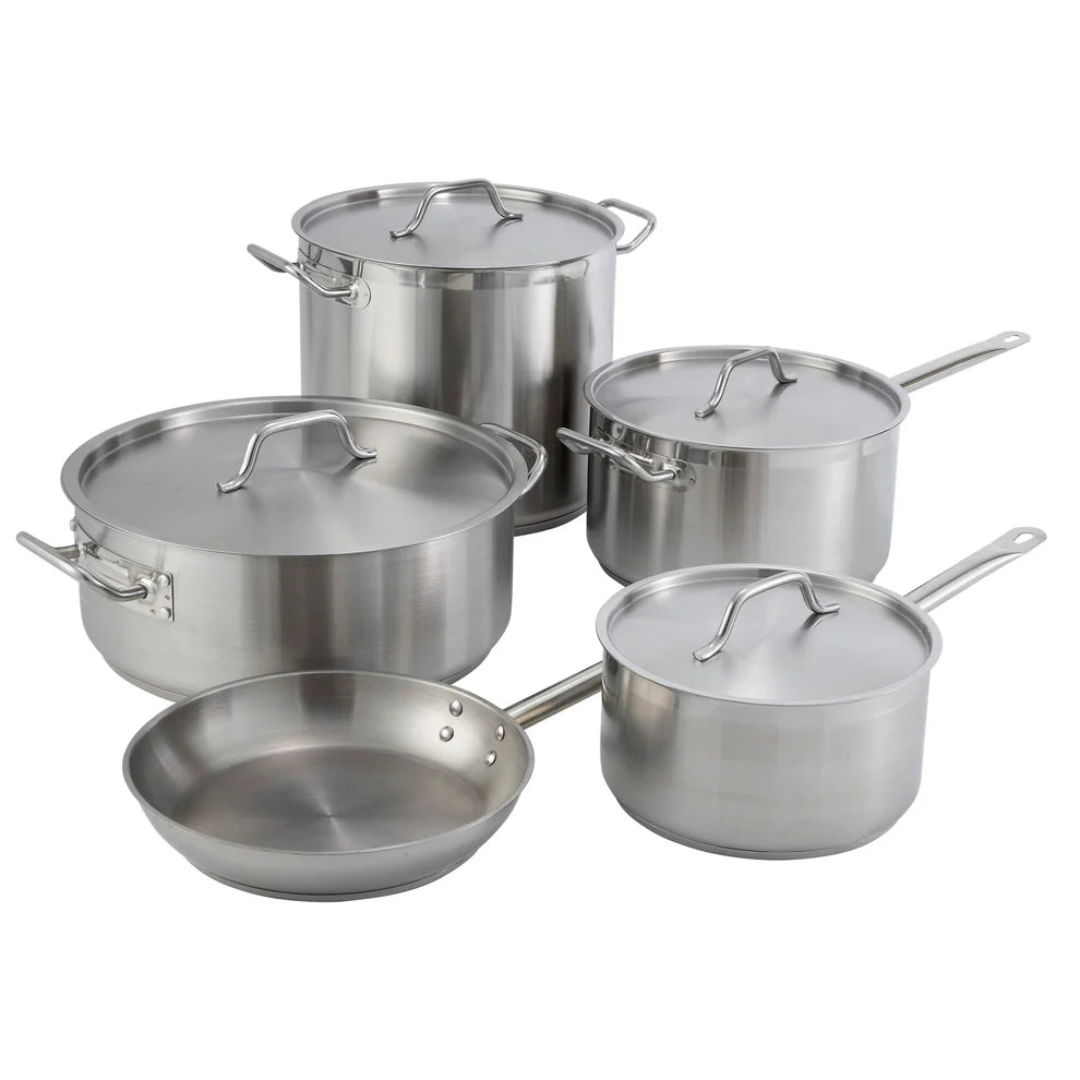 Winco SSFP-11 to 9, 8-14" S/S Fry Pans with Helper Handle, EA