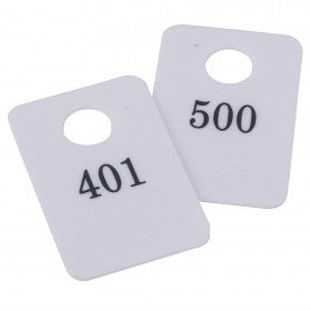 White Coat Check Tags – 5PCR (401-500) | Sequentially Numbered for Efficient Coat Check System