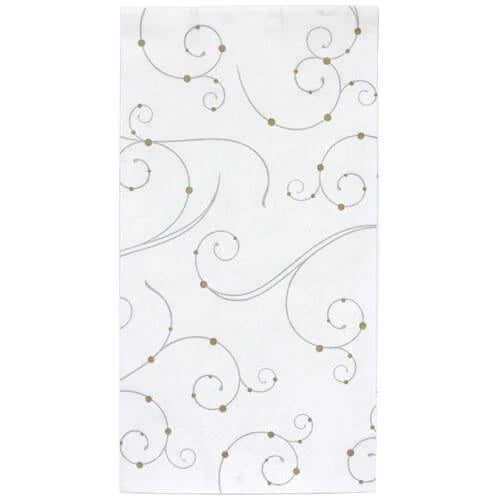 Swirls & Pearls Luxury Bistro Napkin with elegant swirl and pearl design. Premium disposable napkins for weddings, fine dining, and events. Soft, absorbent, and stylish for any occasion.
