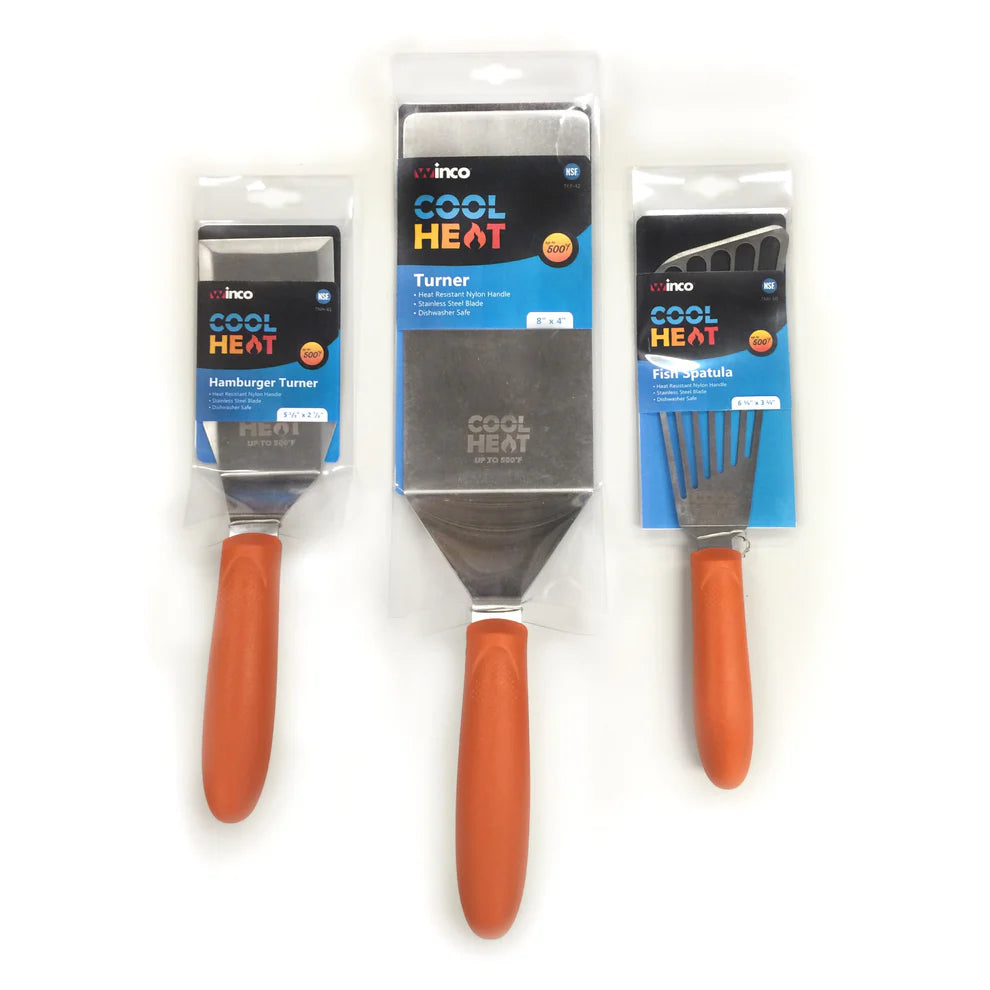 Winco TNH-60, 6-3/4"x3-1/4" Blade Orange Nylon Hdl High Heat Fish, EA