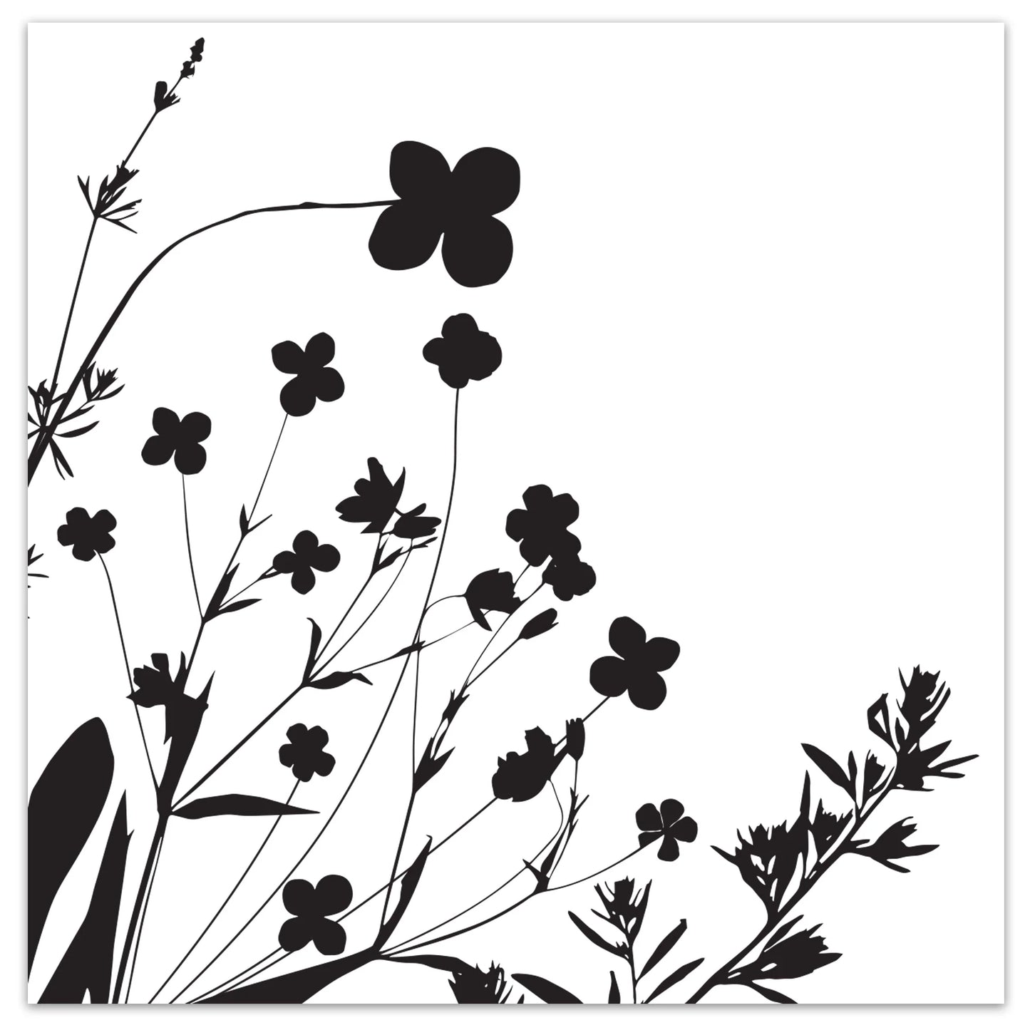 Wildflower 3-Ply Black on White Lunch Napkin with elegant floral design, perfect for weddings, events, and upscale dining experiences