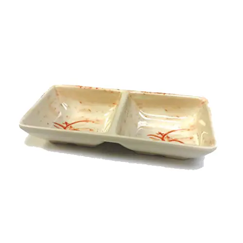Yanco Two Divided Sauce Dish OR-4031 is a perfect solution to serve sauces, dips, spices, and herbs that accompany the oriental dishes in your food-serving establishment. Thanks to the high-quality, reliable and affordable melamine material, these two divided sauce dishes can With stand the heavy commercial use. While looking like they are handmade ceramics such dishes won't chip, break, or stain.