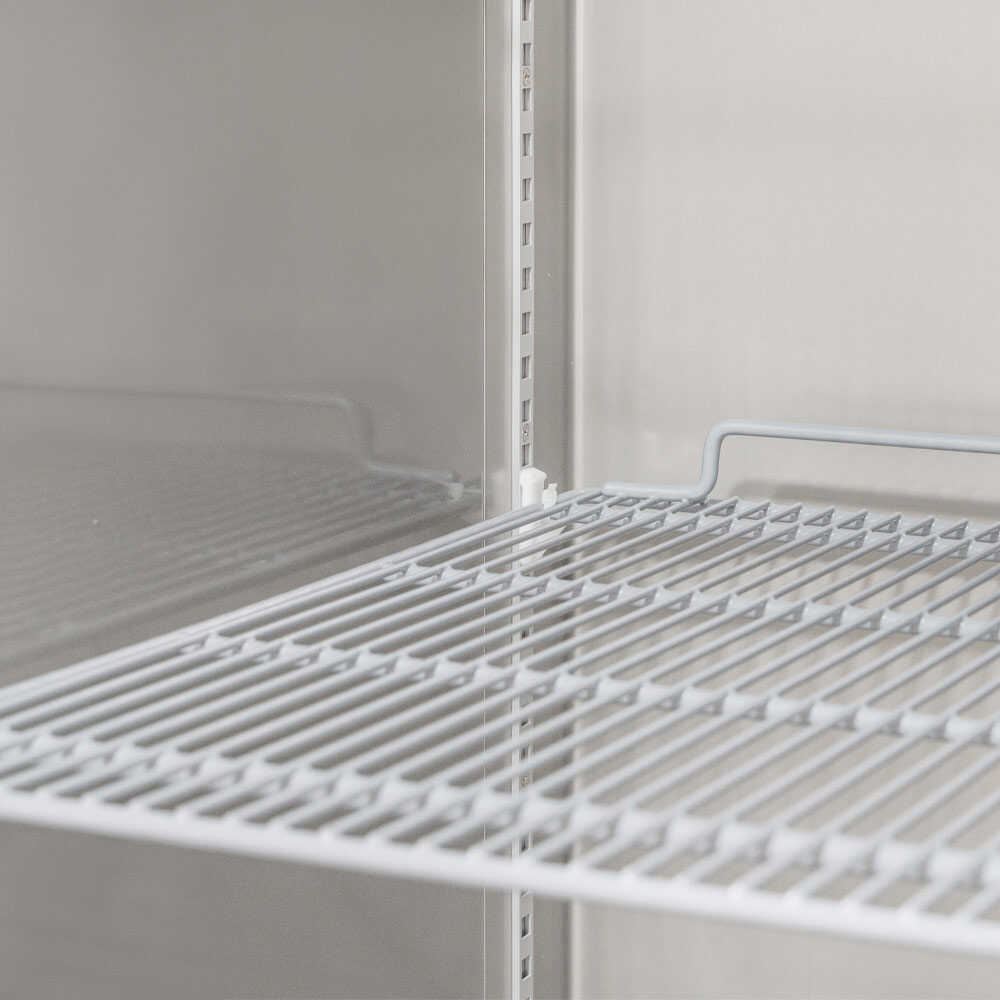 Two-door 54-inch dual temperature reach-in refrigerator/freezer with a 32-inch depth, featuring stainless steel interior and exterior.