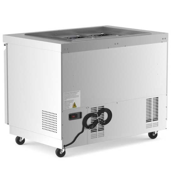 The Coldline CBT-48 is a 48-inch stainless steel refrigerated salad bar and buffet table, ideal for restaurants and buffets to keep salads, fruits, and cold dishes fresh and ready for service.