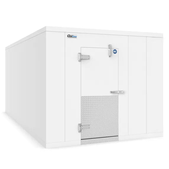 Coldline 10x14 walk-in cooler and freezer combo box with insulated floor, durable panels, and spacious dual-temperature storage for frozen and refrigerated products. Perfect for restaurants, grocery stores, cafes, and commercial kitchens needing reliable cold storage solutions.