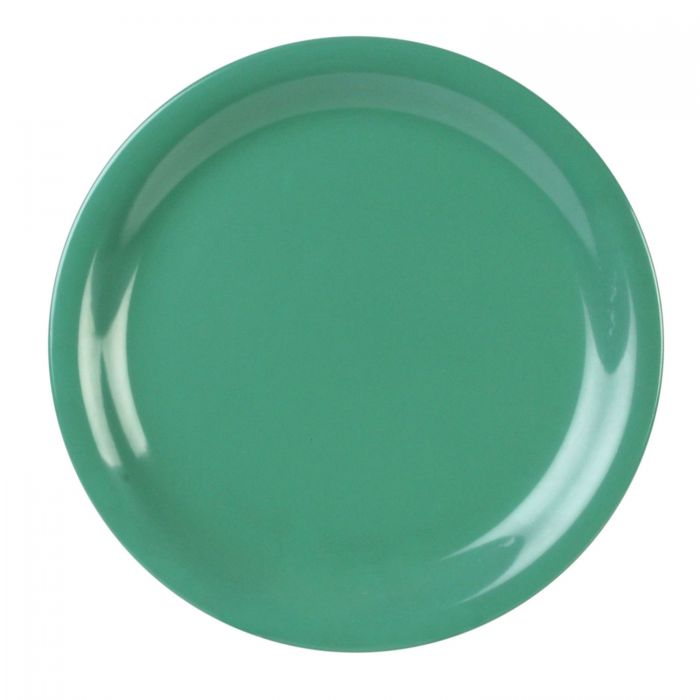 Thunder Group Narrow Rim Plate 12/Pcs embodies the look of ceramic tableware but is much more durable and affordable. This narrow rim round plate is of shatter resistant quality. It is constructed out of a heavy-duty commercial weight melamine, surpassing the restaurant and health safety standards. The plain design with a narrow rim and saturated green color make this melamine plate suitable for a variety of occasions and all kinds of establishments.