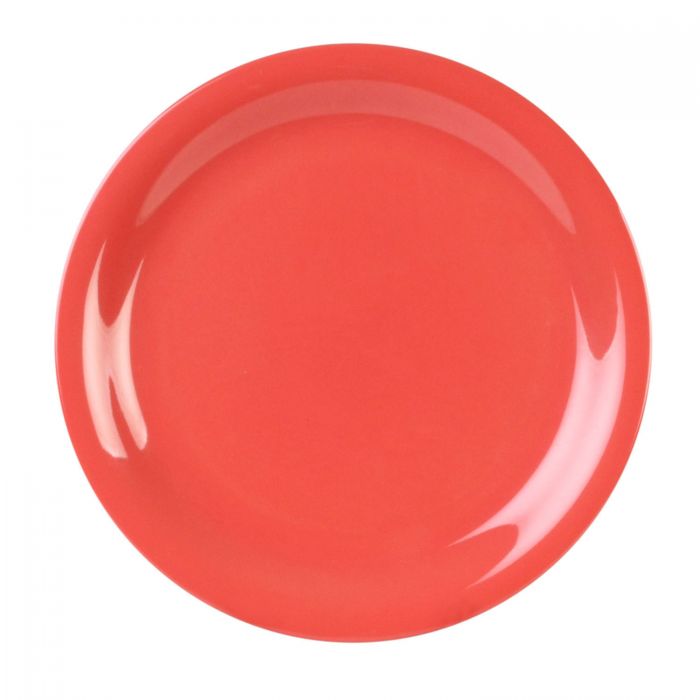 Thunder Group Narrow Rim Plate 12/Pcs embodies the look of ceramic tableware but is much more durable and affordable. This narrow rim round plate is of shatter resistant quality. It is constructed out of a heavy-duty commercial weight melamine, surpassing the restaurant and health safety standards. The plain design with a narrow rim and saturated orange color make this melamine plate suitable for a variety of occasions and all kinds of establishments.