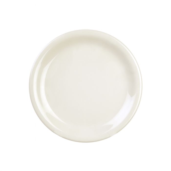 Thunder Group Narrow Rim Plate 12/Pcs embodies the look of ceramic tableware but is much more durable and affordable. This narrow rim round plate is of shatter resistant quality. It is constructed out of a heavy-duty commercial weight melamine, surpassing the restaurant and health safety standards. The plain design with a narrow rim and saturated ivory color make this melamine plate suitable for a variety of occasions and all kinds of establishments.