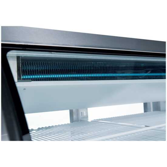 The Coldline DC64-SS is a 64-inch refrigerated curved glass deli meat display case in stainless steel, designed to keep deli meats fresh while offering clear visibility and a modern, professional presentation.