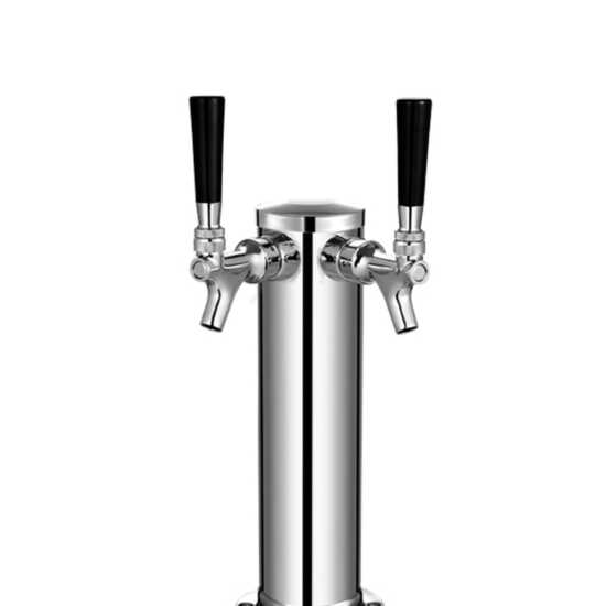 Coldline CDD-1 24-inch black refrigerated direct draw beer dispenser with 2 taps. Ideal for bars and restaurants, this compact unit keeps beer chilled and ready to serve directly from the tap.