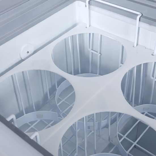 The Coldline DP-560 is a 71" ice cream dipping cabinet freezer with a 12-tub capacity, suitable for medium to large commercial setups. It ensures ice cream stays at the ideal temperature for easy serving and scooping.