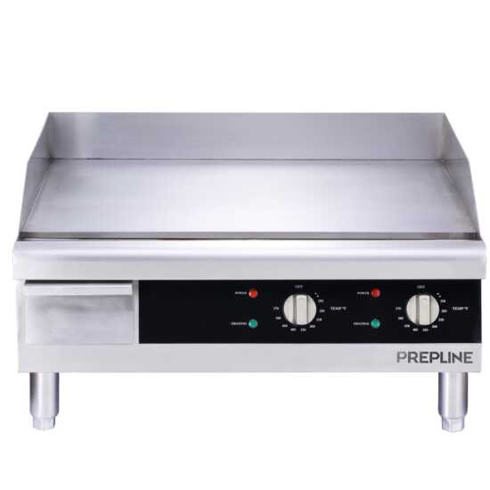 Prepline EGD24 24" electric thermostatic countertop griddle, compatible with 208V/240V, ideal for efficient cooking in commercial kitchens, providing consistent heat for pancakes, burgers, and more.