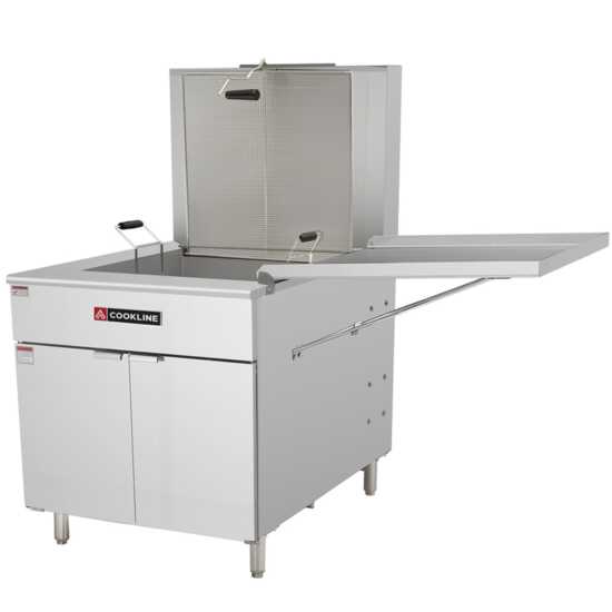 Cookline DOF-170 Commercial 170 lb Gas Flat Bottom Donut Fryer with 120,000 BTU, engineered for large-volume frying, perfect for high-demand bakeries and donut shops.