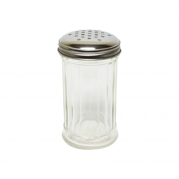 Thunder Group Sugar/Cheese Dispenser combines functionality with elegance, making it an ideal choice for hotels, restaurants, and catering services. Featuring a durable 12 oz glass body and a sturdy stainless steel perforated cap, it allows for easy, controlled dispensing of sugar, grated cheese, or other dry condiments. Measuring 3" in diameter and 5 1/2" in height, this dispenser is perfectly sized for tabletops and enhances any dining presentation with its clean, professional design.