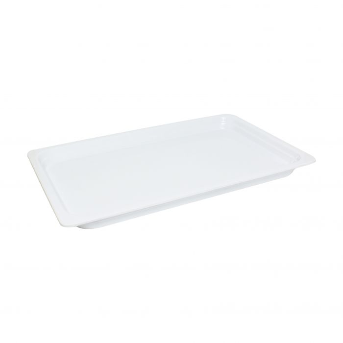 Thunder Group Gastronorm Pan can be used for serving fried shrimps, cold-boiled pork, steamed vegetables, or any other dish. This white melamine pan is extremely durable and made for the both cold and hot food. Featuring a solid, smooth construction this pan has 1 1/2-Inch depth to hold your main dishes, entrees, or desserts. Melamine pan is not suitable for cooking and warming foods in a microwave or oven. Thunder Group melamine pan is an attractive and practical solution for any budget.