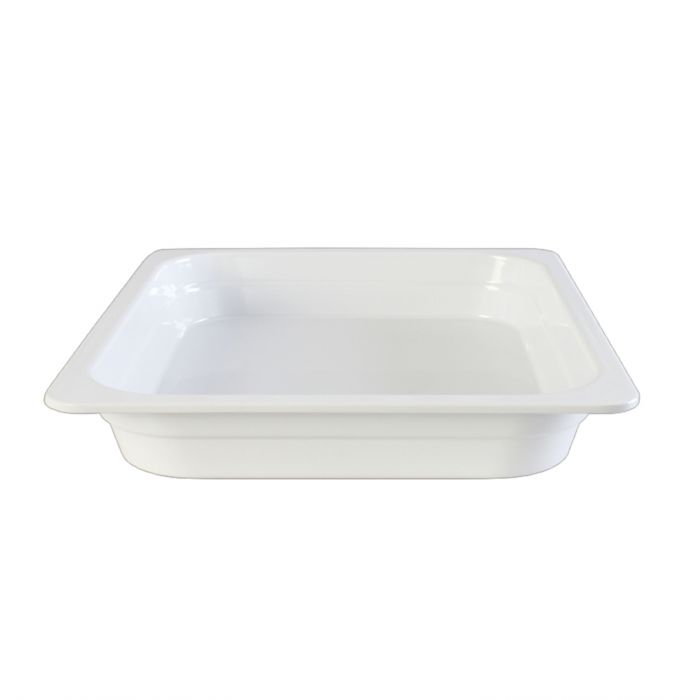 Thunder Group Gastronorm Pan can be used for serving fried shrimps, bbq chicken wings, steamed vegetables, or any other dish. This white melamine pan is extremely durable and made for the both cold and hot food. Featuring a solid, smooth construction this pan has 1 1/2-Inch depth to hold your main dishes, entrees, or desserts. Melamine pan is not suitable for cooking and warming foods in a microwave or oven. Thunder Group melamine pan is an attractive and practical solution for any budget.