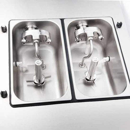 The Coldline NEO-C3 Countertop Soft Serve Ice Cream Machine features 2 hoppers and 3 dispensers, with an air pump for superior texture and volume. Ideal for high-demand settings, it delivers rich, creamy soft-serve in a compact, efficient design.