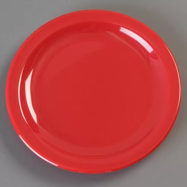 Serve desserts and appetizers with confidence using the KL20405 Red Melamine Pie Plate. This 6.5 Inch break resistant plate is ideal for restaurants, bakeries, catering services, cafes, and home dining.