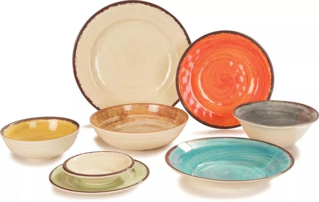 Serve soups, pasta, and salads with style using the 5400315 Aqua Melamine Rimmed Soup Bowl. This 28.5 oz break resistant bowl features a rustic pottery inspired design, making it ideal for restaurants, catering, buffets, and home dining.