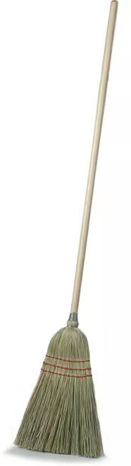 55 Inch Natural Housekeeping Broom with 80% rattan and 20% corn fiber bristles. Features a high bristle fill count for durable commercial sweeping and everyday cleaning.