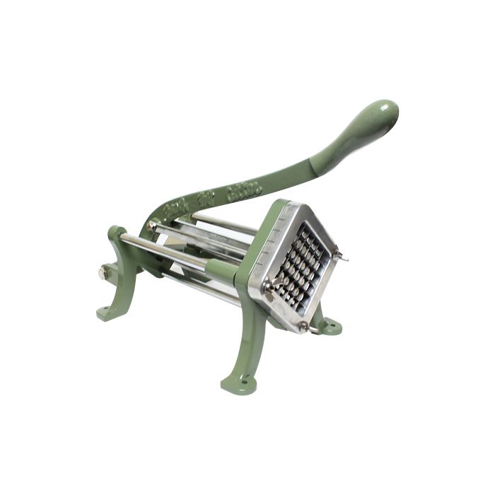Thunder Group Square French Fry Cutter Set can be used to make incredible potato slices in minutes, with minimal effort. This economical french fry cutter is long-lasting and durable featuring a heavy duty cast iron body, a cast iron handle, a stainless steel trough and a rust proof frame. The pusher block and cutting frame blade are included and it can be either wall or table mounted for easy use. It is perfect for commercial kitchens with limited counter space and it is easy to clean and maintain.