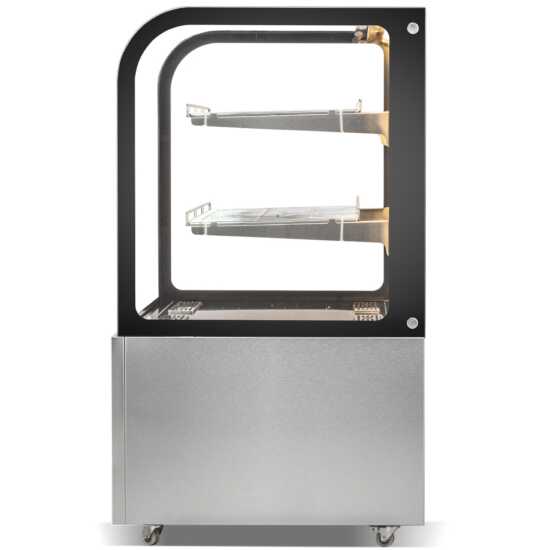 Marchia MH48 48" Curved Glass Heated Display Warming Case in stainless steel. Features a spacious curved glass front for showcasing and keeping food warm in a stylish, accessible manner.