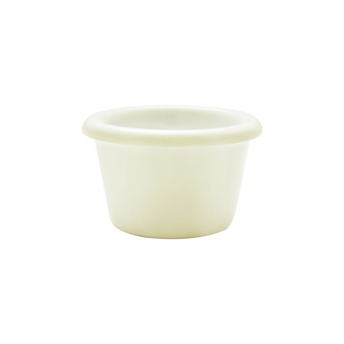 Thunder Group Smooth Ramekin 12/Pcs is a small ceramic-like bowl that will be perfect for serving various dishes. Such flat 1 1/2 Oz ramekin can be used for serving individual portions of sauces, dips, ice cream, side garnishes, and condiments. Made from durable scratch-resistant melamine this heavy duty 2 1/2-inch ivory ramekin has a thick solid structure that can withstand long-time use and is effortless in maintenance.