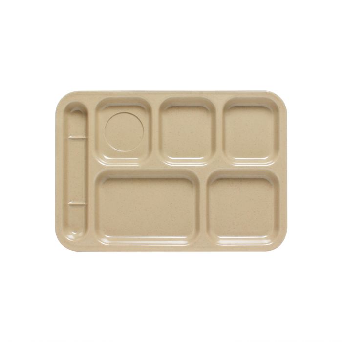 Thunder Group Left Hand 6 Compartment Tray 6/Pcs is the perfect way to serve various assorted portion-controlled meals. It is ideal for serving at a canteen, buffet, school, daycare center, long-term care facility, or catering events. This rectangular left hand 6-compartment sand tray made from melamine. It is non-toxic plastic-like material, exceptionally durable and will not get scratched or chipped even after extensive long-time use.