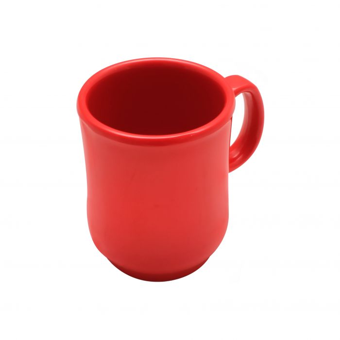 Thunder Group Bulbous Mug 6/Pcs is suitable for everyday dining. It has a high-temperature tolerance which makes it perfect choice to serve steaming hot chocolate, tea, or coffee. Designed with a comfortable handle, this 8 Oz pure red bulbous mug provides a secure grip. It will go well with a lot of table settings. Being made from melamine this mug is shatterproof and can handle frequent use without getting scratched.