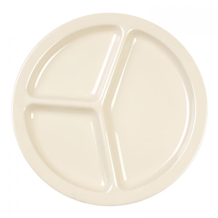 Thunder Group 3 Compartment Plate 12/Pcs is ideal for serving at a canteen, buffet, school, daycare center, long-term care facility, or catering events. Such deep plate designed to help you serve assorted snacks, portion-controlled meals, or for separating gravy/sauces. All items from Nustone collection have an elegant appearance. The Western Nustone Tan tableware features a creamy beige color.