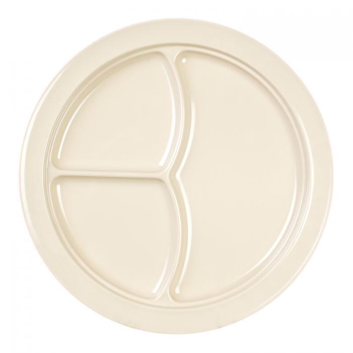 Thunder Group 3 Compartment Plate 6/Pcs is ideal for serving at a canteen, buffet, school, daycare center, long-term care facility, or catering events. Such deep plate designed to help you serve assorted snacks, portion-controlled meals, or for separating gravy/sauces. All items from Nustone collection have an elegant appearance. The Western Nustone Tan tableware features a creamy beige color.