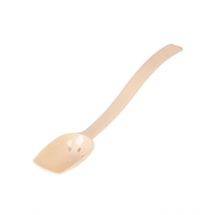 Thunder Group Perforated Spoon Buffet 12/Pcs is perfect for serving pasta or other dishes that need to be drained before being plated. Designed with a slender handle, this serving spoon keeps your hands away from food while providing a comfortable grip. An economical and practical serving option, this perforated spoon is made from durable polycarbonate that is easy to clean and will withstand heavy duty use while retaining its shape.