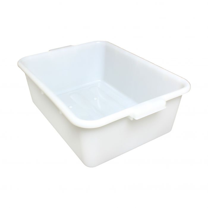 Thunder Group Bus Box can be used when busing tables at your restaurant or other foodservice establishment. This bus box has a single compartment for plates, glassware, and other dinnerware. Made from high-density polyethylene, this bus box is easy to clean and will withstand heavy duty use without scratching. For added convenience, this bus box is built with reinforced handles for a comfortable grip during transport.