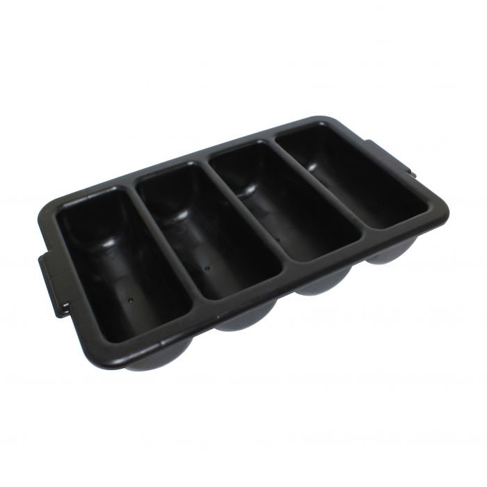 Thunder Group Four Compartment Cutlery Box is an excellent addition to any restaurant or food service facility, this piece improves the efficiency of your establishment by allowing your staff to quickly assemble dinnerware for guests at a faster service time. This NSF listed cutlery box is made from polypropylene which is shatter proof and is designed to withstand a wide range of temperatures.