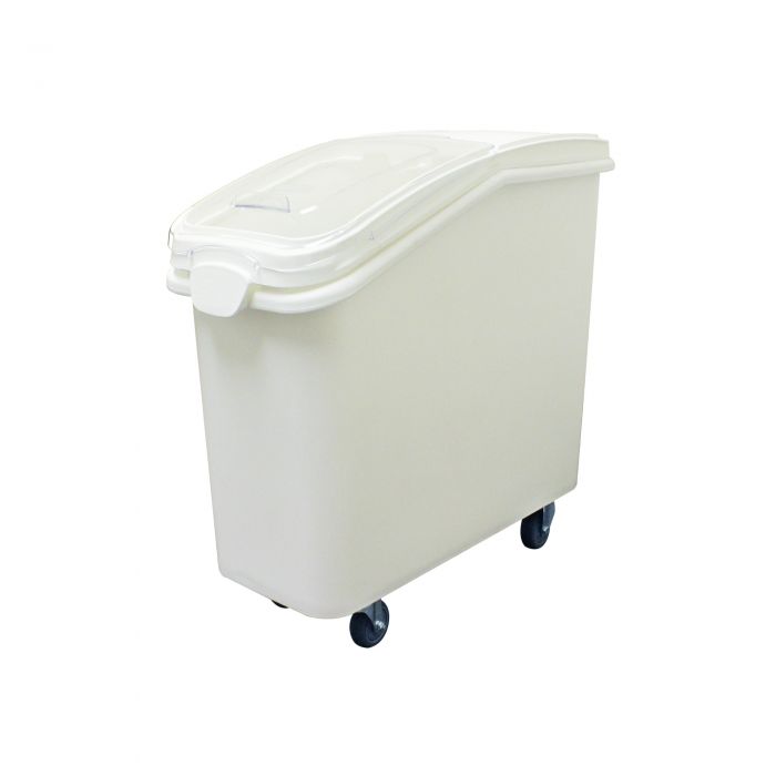 Thunder Group Cart Ingredient Bin is an essential item for any commercial kitchen. With this ingredient bin you can store sugar, flour, rice etc. The clear one-handed lift and slide plastic cover allows you to see what is inside the bin for quick content identification. This ingredient bin with the scoop is designed to fit under standard worktables for space savings! They are stackable for easy storage to maximize your space.